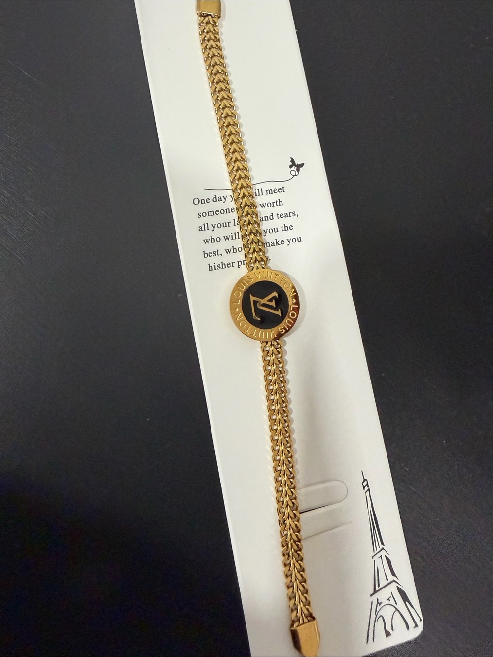 LV-fashionGold Tone Logo Coin Bracelet